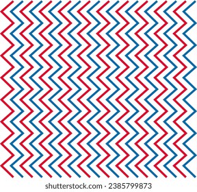 Zigzag blue red pattern. Geometric simple background. Creative and elegant style. Zigzag Seamless Pattern. 