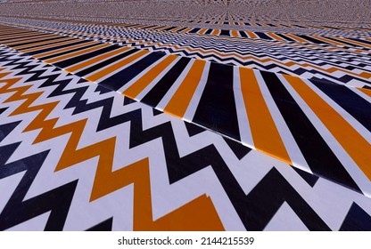 Zigzag And Linear Stripes To Far Distant Vanishing Point