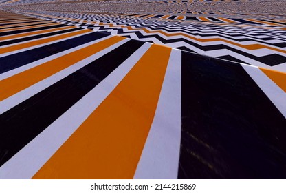 Zigzag And Linear Stripes To Far Distant Vanishing Point