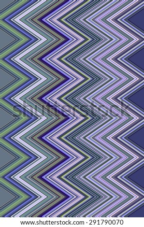 Zigzag pattern, mostly green and blue, for motifs of synergy, recurrence, alternation