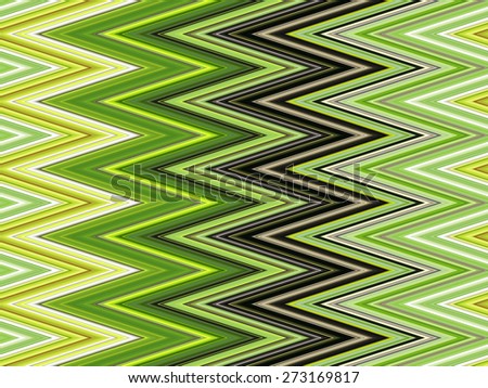 Zigzag pattern of sine waves with much green for motifs of geometric repetition and alternation in decoration and background