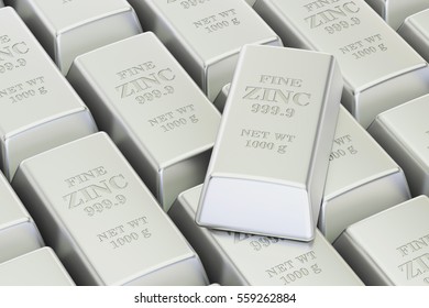 Zinc bars background, 3D rendering isolated on white background