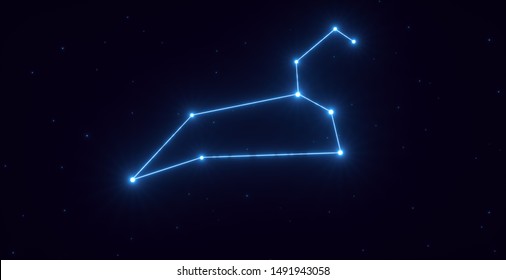Zodiac Constellation Leo Sign With Stars - 3D Illustration