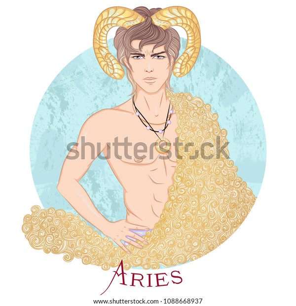 Zodiac Illustration Astrological Sign Aries Beautiful Stock ...