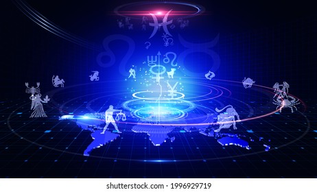 Zodiac Sign Sacred zodiac symbols, signs, geometry and designs represent concept of astrology, alchemy, magic, witchcraft and fortune telling - Powered by Shutterstock