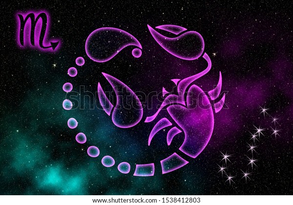 Zodiac signs.\
The astrological sign of the zodiac is Scorpio, against the\
background of outer space.\
Illustration.