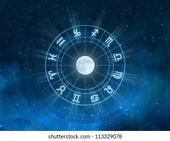 Zodiac Signs - New age horoscope with universe space and stars