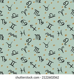 Zodiac signs seamless pattern design 
