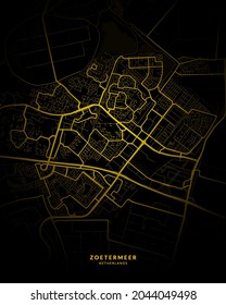 Zoetermeer, Netherlands Map - Zoetermeer City Gold Map Poster Wall Art Home Decor Ready to Printable
