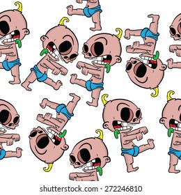 Zombie Baby Seamless Pattern