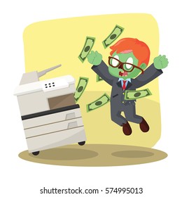 Zombie Businessman Successfully Copying Money