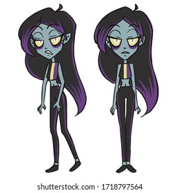 Zombie Cartoon Girl Character Desing