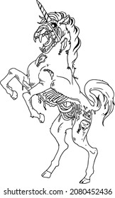 Zombie Crazy Unicorn Coloring Page