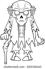 Zombie Old Person Looking Angry Coloring Page For Kids
