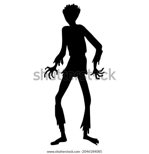 Zombie Silhouette Black Zombie Silhouette Isolated Stock Illustration ...