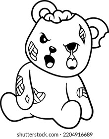 Zombie Teddy bear Coloring page