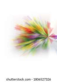 Zoom blurred abstract image of multicolored artificial flowers on white background. Suitable for decorating background, wallpaper or text.