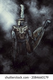 Zulu warrior fantasy digital illustration