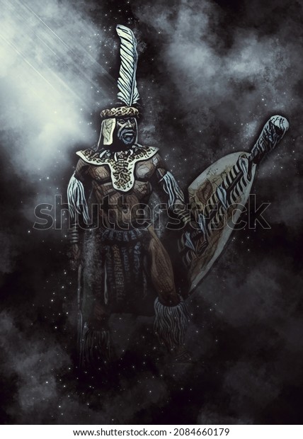 Zulu warrior fantasy\
digital\
illustration