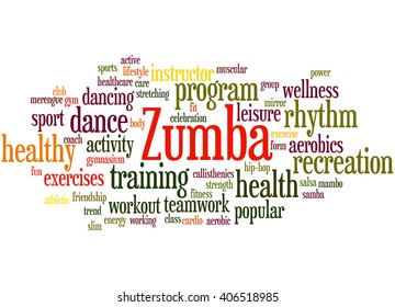 Zumba Fitness, word cloud concept on white background.