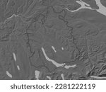 Zurich, canton of Switzerland. Bilevel elevation map with lakes and rivers