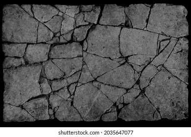 Old aged damaged marble bumpy uneven blocks. Trip pitted grunge granite tile cobble. Cragged grimy retro cranny frayed run track. Crannied dirtied shabby smashed gaping rustic big holes for 3d design