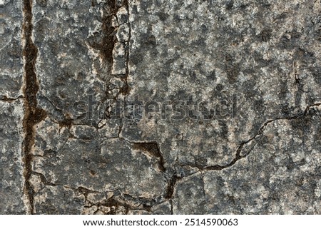 Old aged damaged marble bumpy uneven blocks. Trip pitted grunge granite tile cobble. Cragged grimy retro cranny frayed run track. Crannied dirtied shabby smashed gaping rustic big holes for 3d design