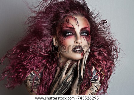 .y Witch Halloween Make Up Beautiful Stock Photo (Edit 