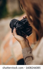 01.06.2019 Tbilisi, Georgia: Cropped Photo Of Female Camera Operator Taking Video Or Taking Photo