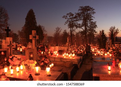 01.11.2019 Kielce/Poland Cementary on Cedzyna in Kielce on first november a All Souls' Day