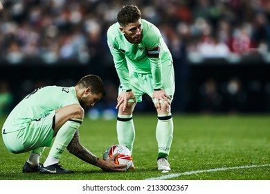 02 March 2022; Mestalla Stadium, Valencia, Spain; Copa Del Rey, Valencia CF Versus Athletic Club; Inigo Martinez And Iker Muniain Of Athletic Club