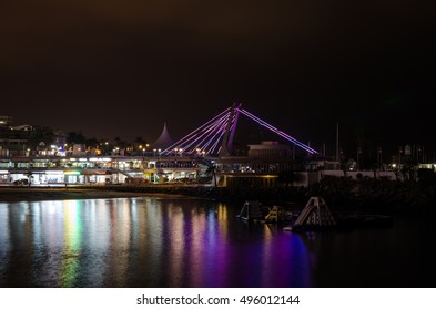 02 October 2016 Playa De Las Americas, Tenerife, Nightlife View Of Playa La Pinta Puerto Colon