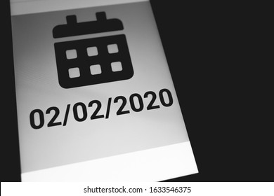 02022020. 02 February 2020 Palindrome Day. The Science Of Numerology. The Magic Of Numbers. Black And White Photography. Numbers That Reads The Same Whether You Read It Forward Or Backward.