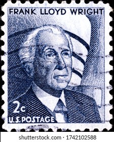 02.09.2020 Divnoe Stavropol Territory Russia Postage Stamp United States 1966 Prominent Americans - Frank Lloyd Wright 1869-1959 , Architect Portrait