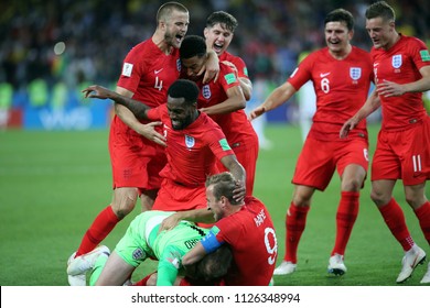 03.07.2018. MOSCOW, Russia:ENGLAND TEAM CELEBRATES VICTORY AT END OF the Round-16 Fifa World Cup Russia 2018 football match between COLOMBIA VS ENGLAND in Spartak Stadium.