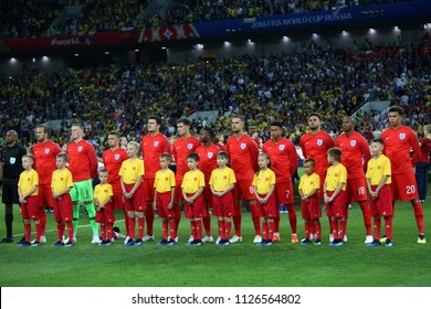 03.07.2018. MOSCOW, Russia:ENGLAND TEAM DURING ANTHEM in the Round-16 Fifa World Cup Russia 2018 football match between COLOMBIA VS ENGLAND in Spartak Stadium.