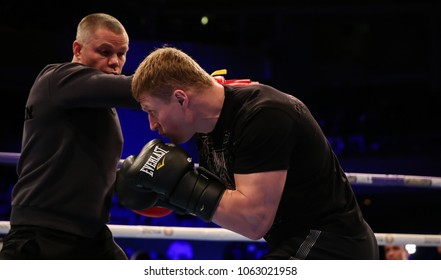 03-28-2018, St Davids Hall, Cardiff. 
 
Alexander Povetkin Preparing For His Fight Against David Price During The Pubic Work Out Ahead Of The Anthony Joshua-Joseph Parker Unified World Title Fight.

