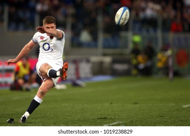 04.02.2018. Stadio Olimpico, Rome, Italy. Rbs Six Nations 2018. Italy Versus England. Owen Farrell  In Action During The Match Italy Versus England At Stadio Olimpico In Rome.

