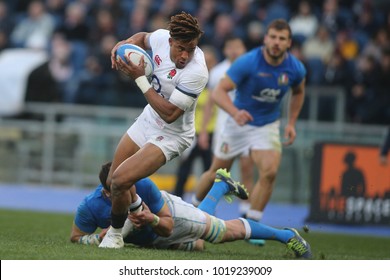 04.02.2018. Stadio Olimpico, Rome, Italy. Rbs Six Nations 2018. Italy Versus England.Anthony Watson  In Action During The Match Italy Versus England At Stadio Olimpico In Rome.

