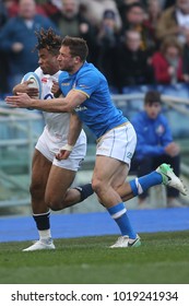 04.02.2018. Stadio Olimpico, Rome, Italy. Rbs Six Nations 2018. Italy Versus England.Anthony Watson In Action During The Match Italy Versus England At Stadio Olimpico In Rome.

