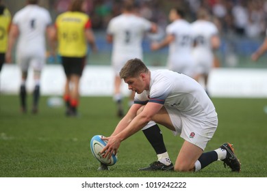 04.02.2018. Stadio Olimpico, Rome, Italy. Rbs Six Nations 2018. Italy Versus England. Owen Farrell In Action During The Match Italy Versus England At Stadio Olimpico In Rome.

