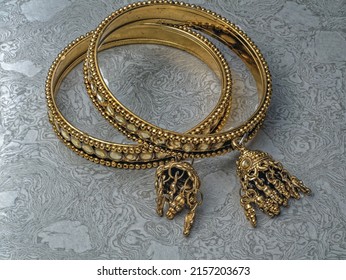 05 17 2022 One Gram Gold Jewellery Sets Of Traditional Bangles Studio Shop Lokgram Kalyan Maharashtra India.