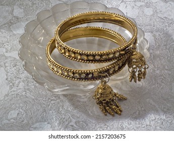 05 17 2022 One Gram Gold Jewellery Sets Of Traditional Bangles Studio Shop Lokgram Kalyan Maharashtra India.