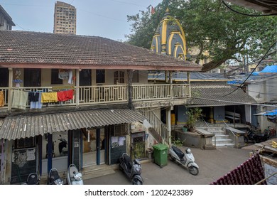 05 Oct 2018 wowooden steps and wooden railing Datta Mandir Wadi Thakurdwar Mumbai Maharashtra INDIA