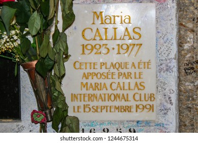 05.04.2008, Paris, France. Sightseeing of Paris. Walking around old Paris. Cenotaph of Maria Callas in Pere Lachaise Cemetery.
