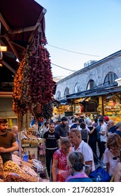 05.07.2022 Istanbul Turkey Old Market Near Misir Carsisi Or Bazar. Crowded With People Before The Holidays