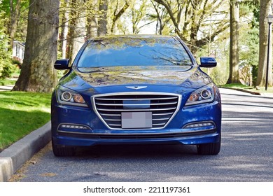 05.09.2022 LI, USA. Genesis G80. Blue Car Genesis 