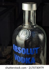 06 21 2022 Old Bottel Of Absolut Vodka Blue Studio Shot Lokgram Kalyan Maharashtra India.