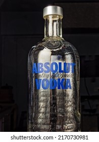 06 21 2022 Old Bottel Of Absolut Vodka Blue Studio Shot Lokgram Kalyan Maharashtra India.