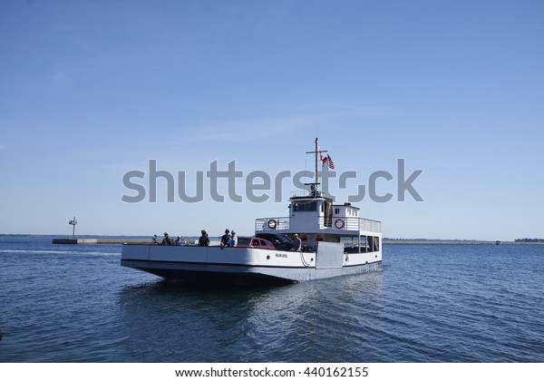 06/18/2016 CapeVincent, NY, A Ferry comes in to pick up\
Cars. 